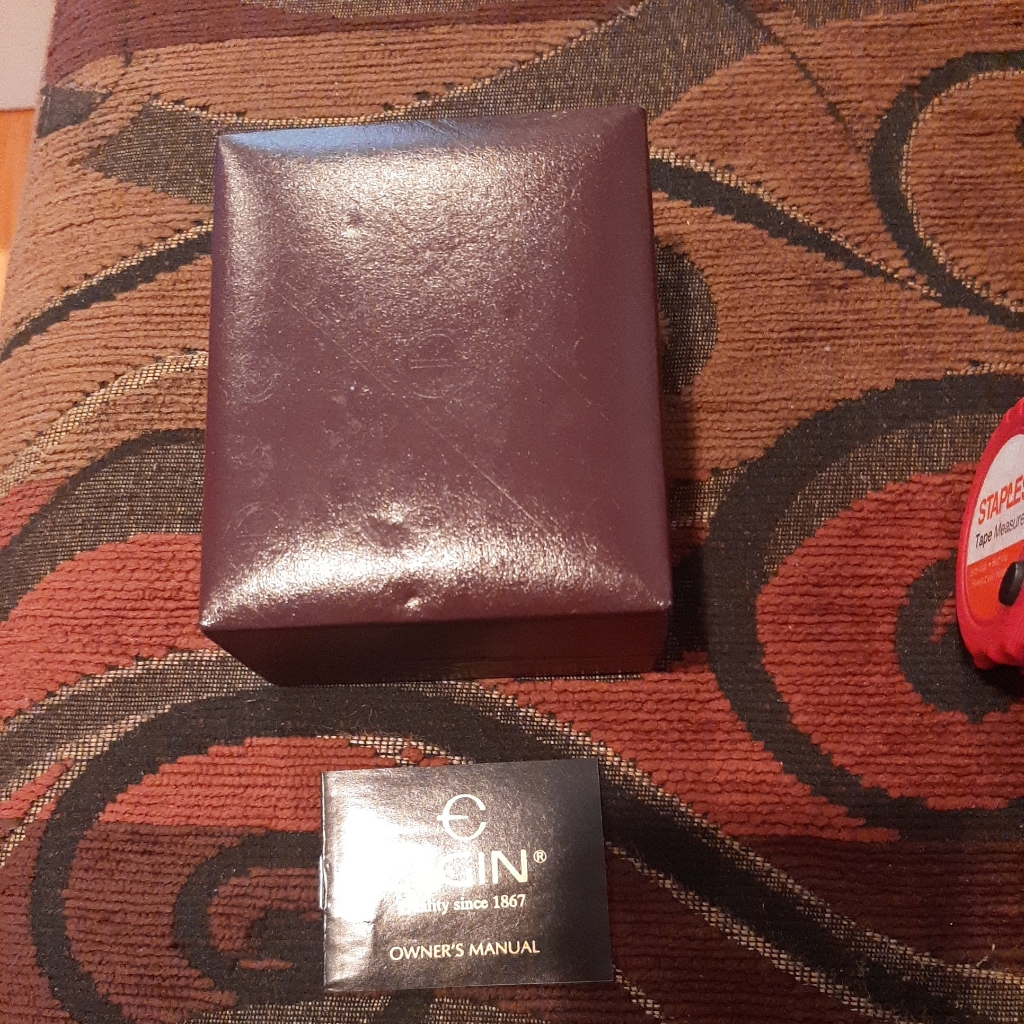 Vtg Elgine Watch Box Case Presentation Only With Owner Manual